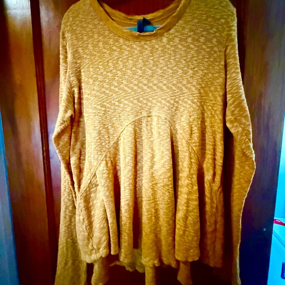 Anthropology Left of Center Cozy Mustard Knit cotton soft, flowy and cozy.